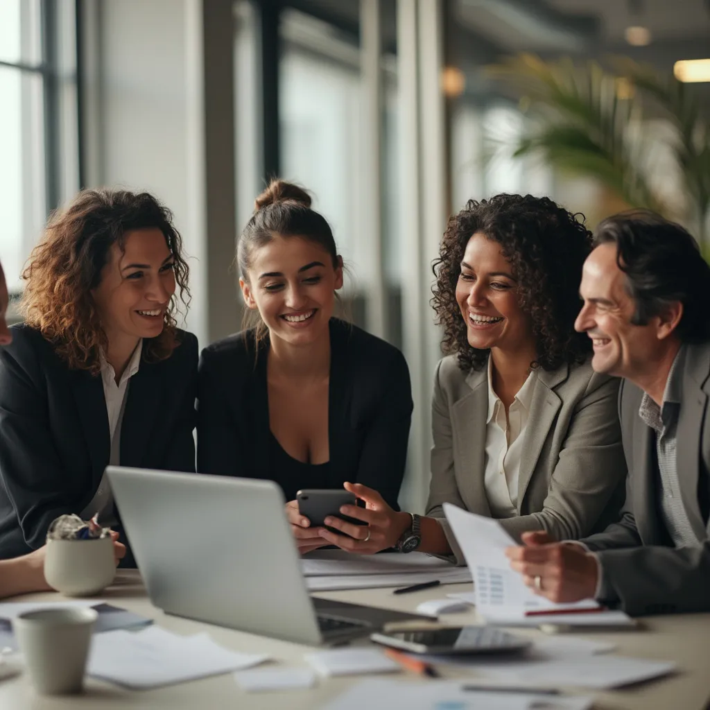 Equipo de consultores colaborando en oficina